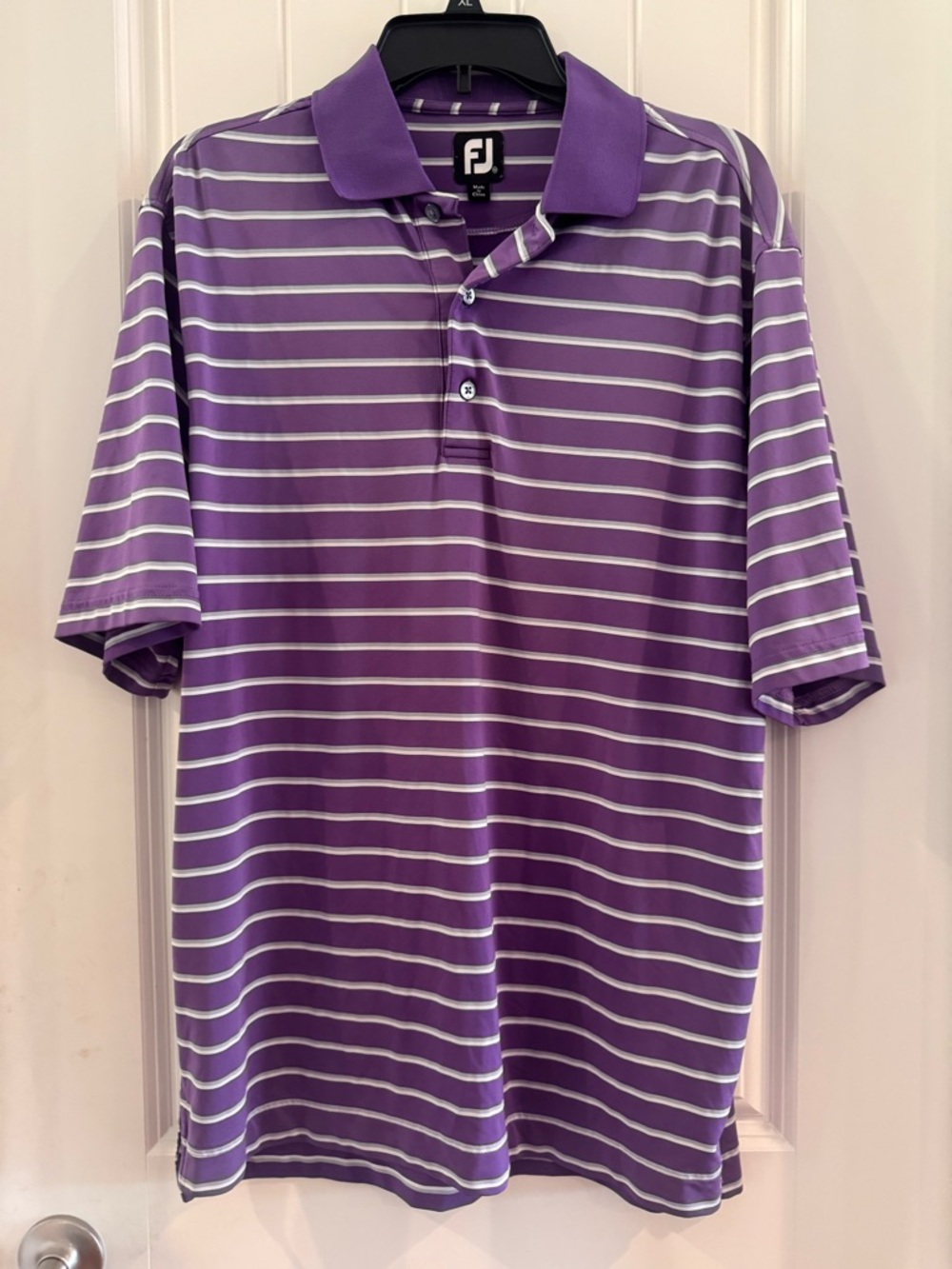 FootJoy Men’s Purple Striped Polo Golf Performance Shirt Mens Medium